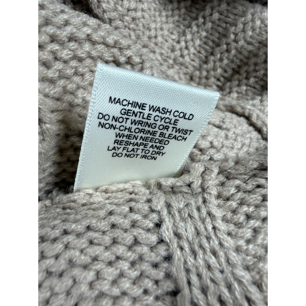 Say What? Beige Cable Knit Batwing Sweater 3D Flower Boho Coquette Hippie Sz M - Picture 6 of 10